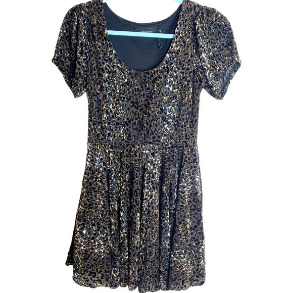 Urban Outfitters MINKPINK Velour Leopard Animal Print Skater Mini Dress Sz S - Picture 2 of 5
